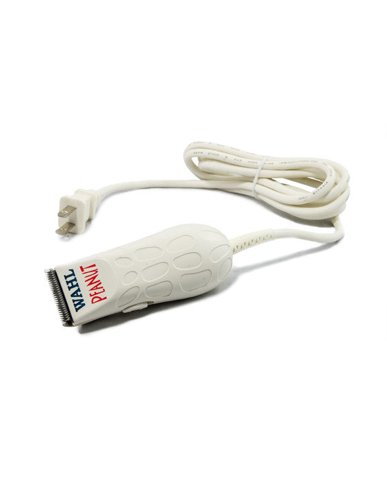 The Wahl White Peanut Trimmer is a premium corded clipper/trimmer. It has a rotary motor and is ergonomic and lightweight (4 ounces, 4 inches). It boasts the power of a full-size clipper. It is designed for cutting work and precision detail finishing.