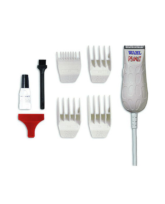 The Wahl White Peanut Trimmer is a premium corded clipper/trimmer. It has a rotary motor and is ergonomic and lightweight (4 ounces, 4 inches). It boasts the power of a full-size clipper. It is designed for cutting work and precision detail finishing.