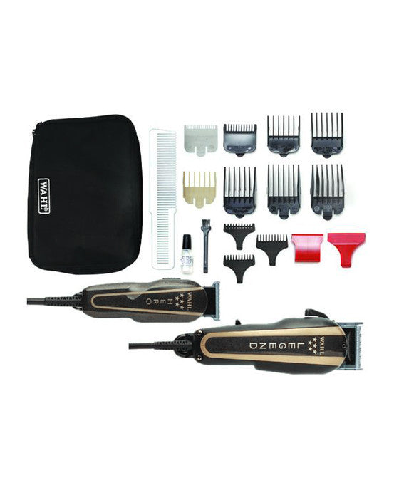 The Wahl 5 Star Barber Combo includes both the Premium 5 Star Legend Clipper and Premium 5 Star Hero Trimmer.