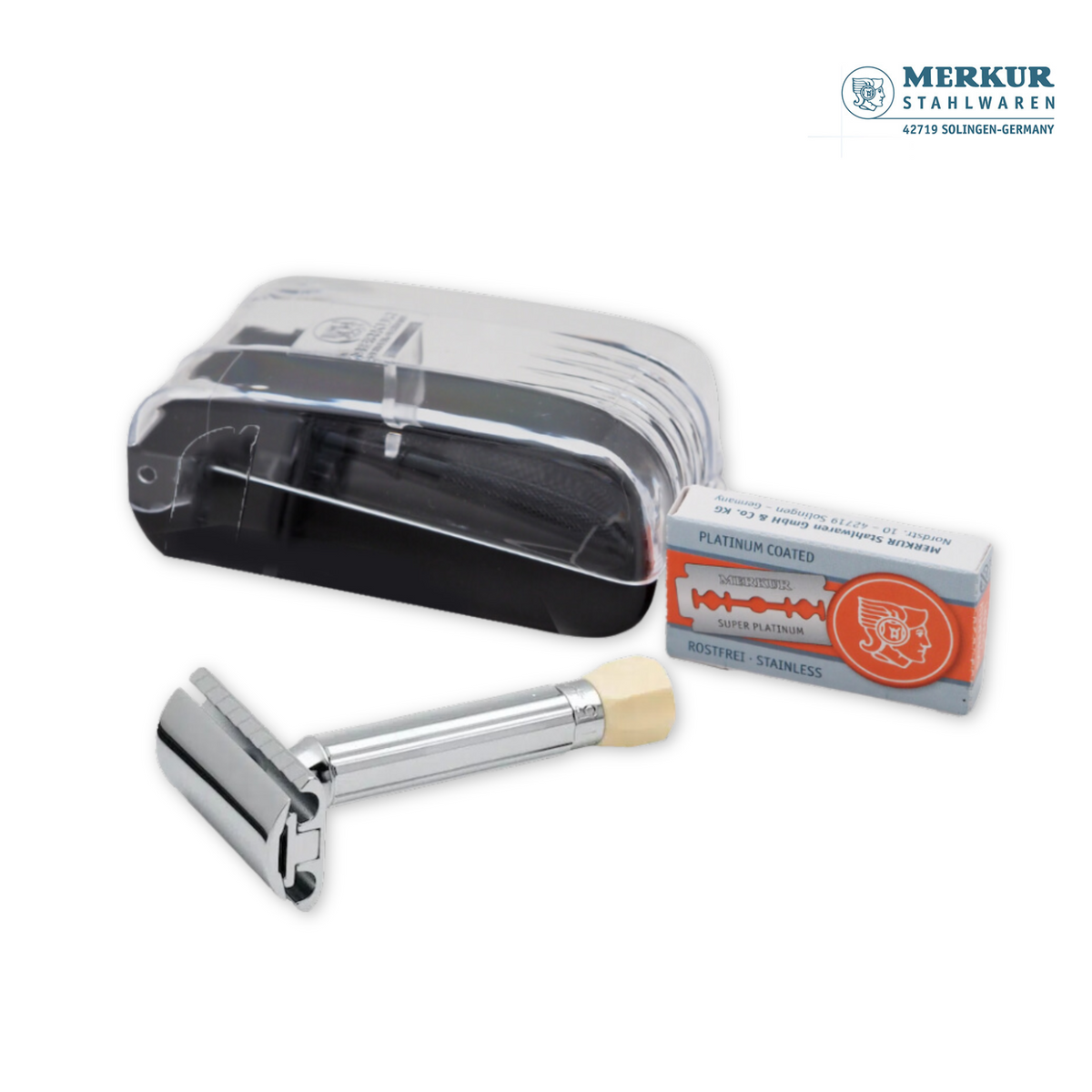 Merkur 570 Progress, Set of Adjustable Safety Razor, Bright Chrome 