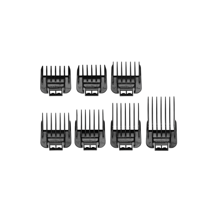 ANDIS Snap-on Blade Attachment Combs, 7-Combs, Sizes 1/16", 1/8", 1/4", 3/8", 1/2", 3/4", 1"