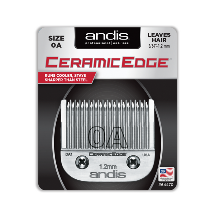 Andis Size 0A Blade, Ceramic Edge - Leaves Hair - 3/64" - 1.2 mm