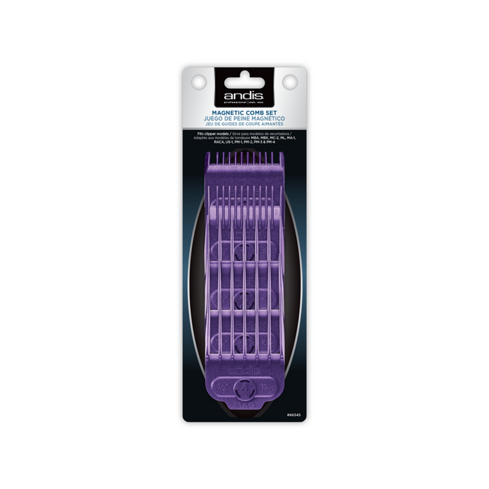 ANDIS Nano-Silver 1-Magnet Attachment 5-Combs, Small; Sizes 1/16", 1/8", 1/4", 3/8", 1/2"
