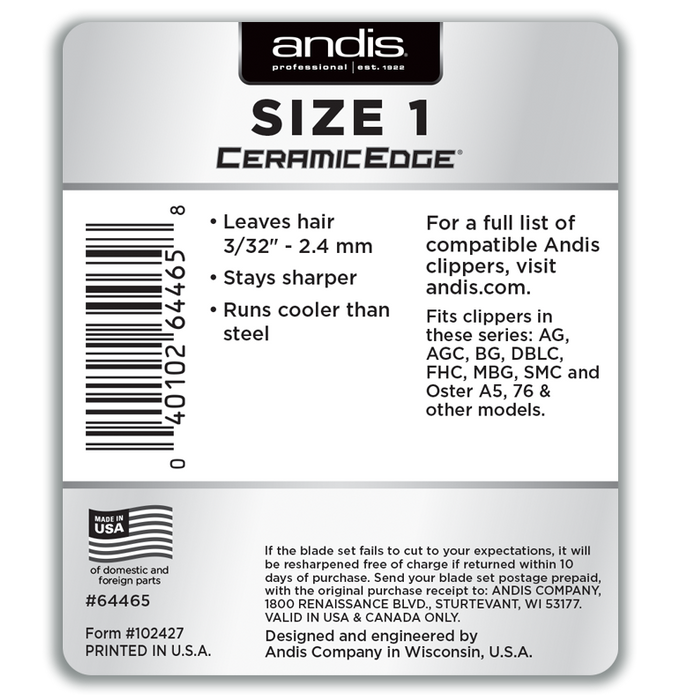 ANDIS Medium Cutter: Size 00000, 0000, 000