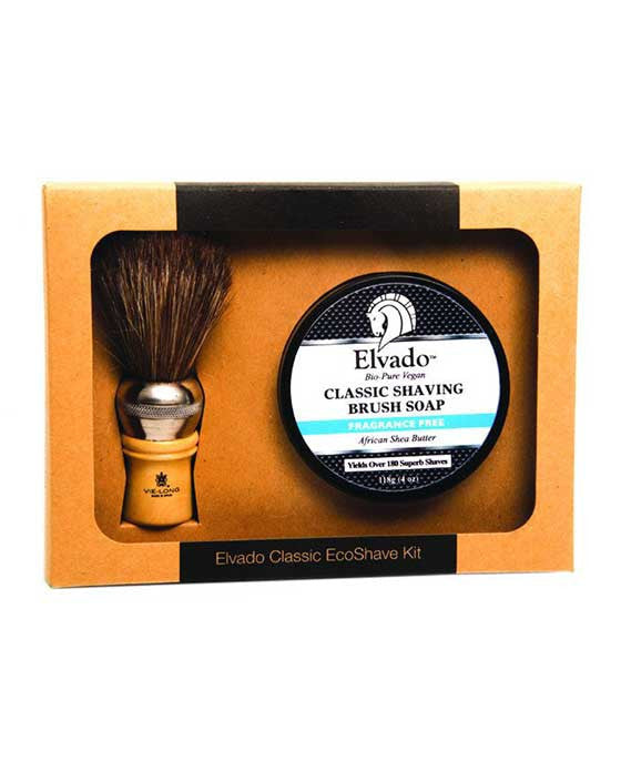 Elvado Classic Shave Kit with Fragrance Free Soap and Shave Brush
