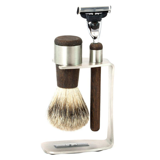 GLD-SET3440 Gold-Dachs Stand With Best Badger Brush & Razor, Wood/Aluminum