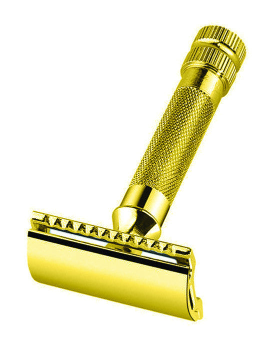 Merkur 34G Double Edge Safety Razor, Straight Cut, Extra Thick Handle, Gold-Plated
