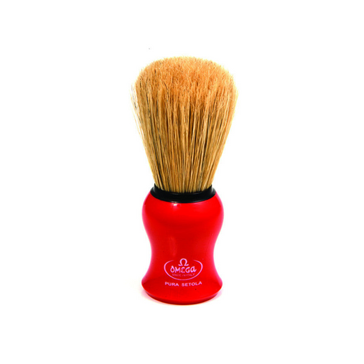 Omega Hog Bristle Shaving Brush, Red
