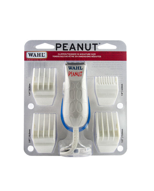 The Wahl White Peanut Trimmer is a premium corded clipper/trimmer. It has a rotary motor and is ergonomic and lightweight (4 ounces, 4 inches). It boasts the power of a full-size clipper. It is designed for cutting work and precision detail finishing.