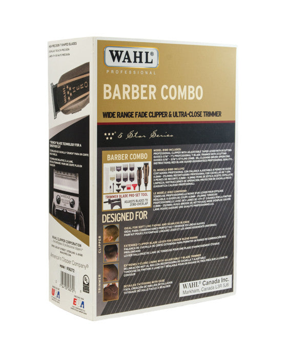 The Wahl 5 Star Barber Combo includes both the Premium 5 Star Legend Clipper and Premium 5 Star Hero Trimmer.