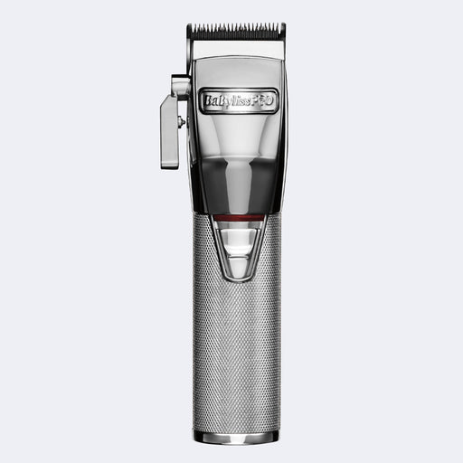 BabylissPro SilverFX all-metal lithium clipper. Carbon stainless steel blade.