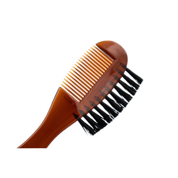DV-10361 Beard Comb + Brush, Combs, brown acrylic and boar bristles